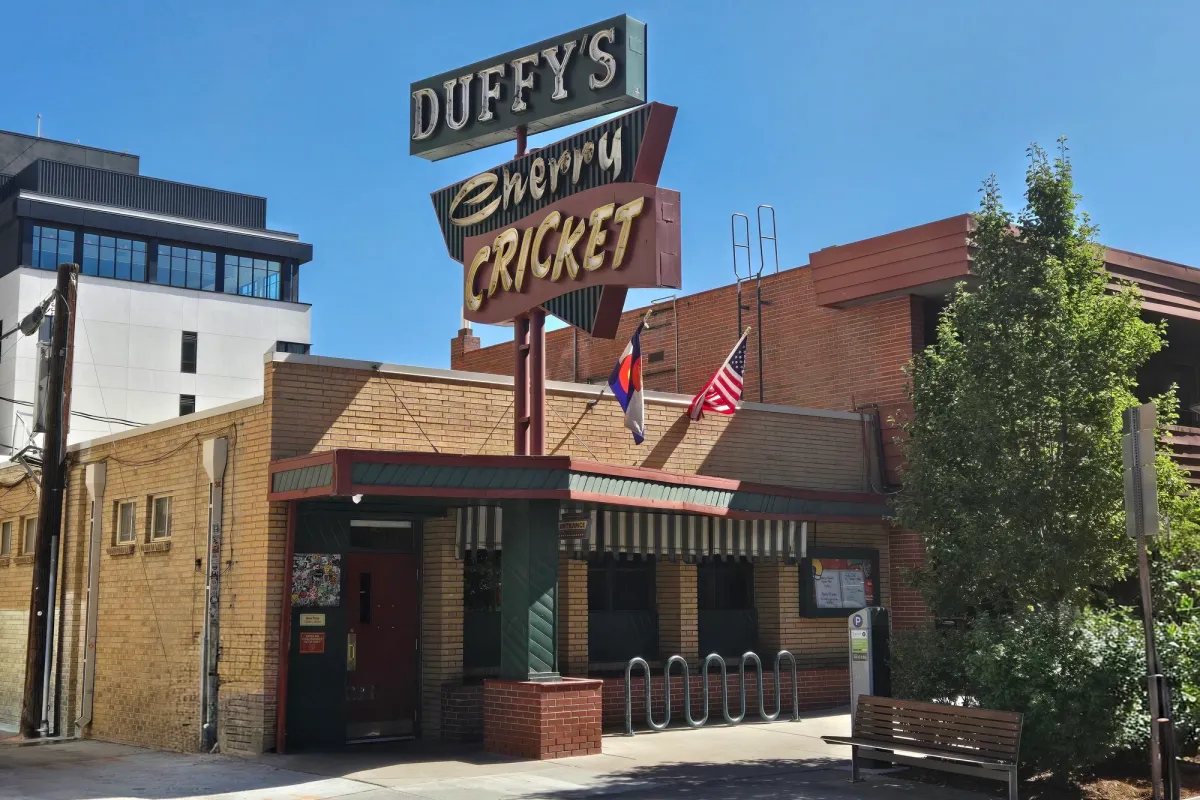 The upscale outdoor shopping district and luxury real estate in Cherry Creek North, Denver