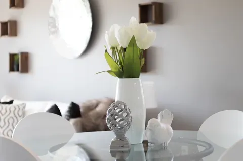 Bright living room staged for sale